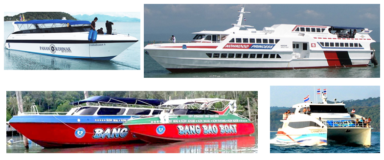 Ferries and speedboats serving Koh Kood, Koh Mak, Koh Wai, Koh Chang, Laem Ngop, Laem Sok and Trat